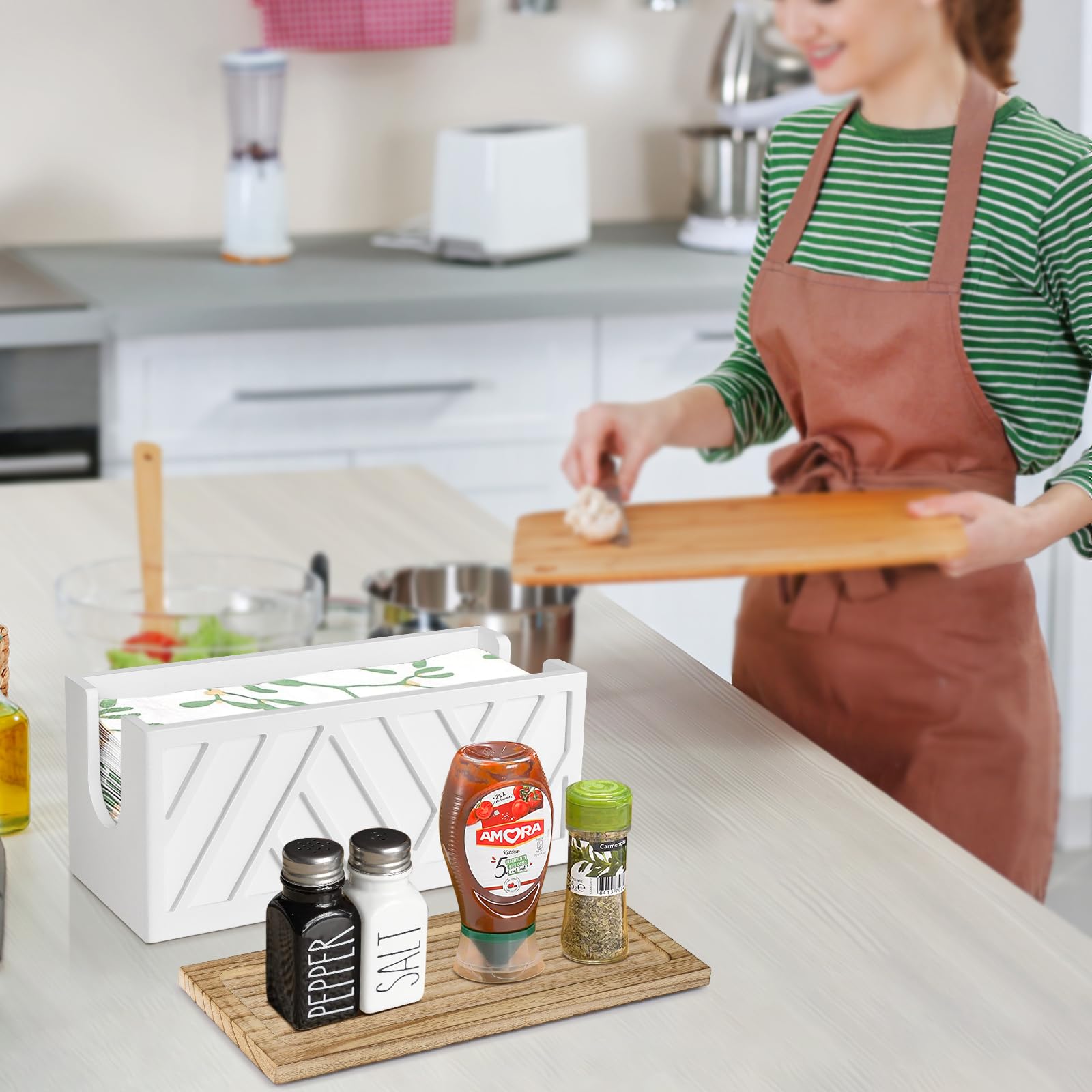 Jorkol removable lid paper towel dispenser adds a separate tray for small items.