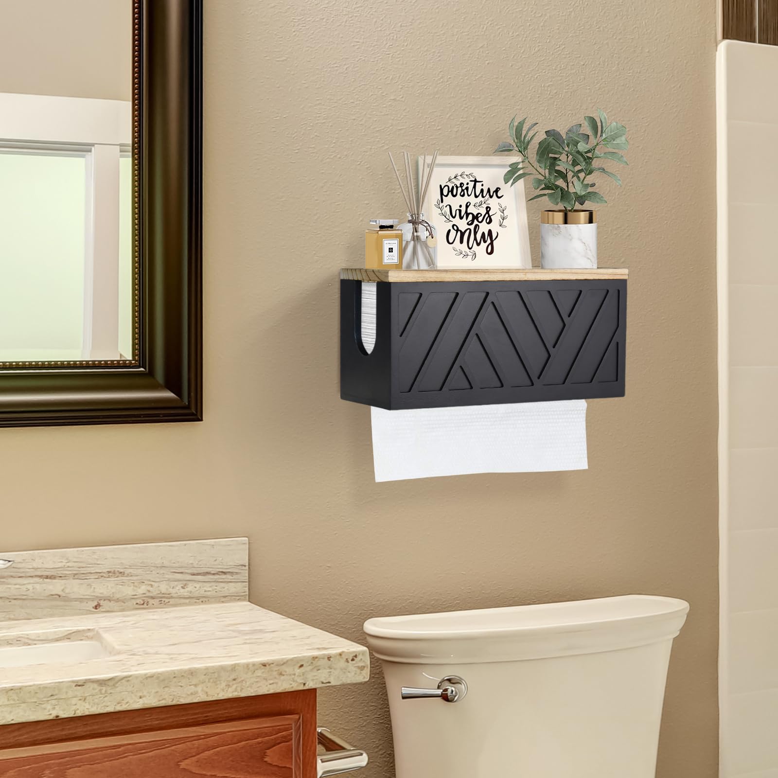 Jorkol solid-wood towel holder front view highlights rustic decor and durability.