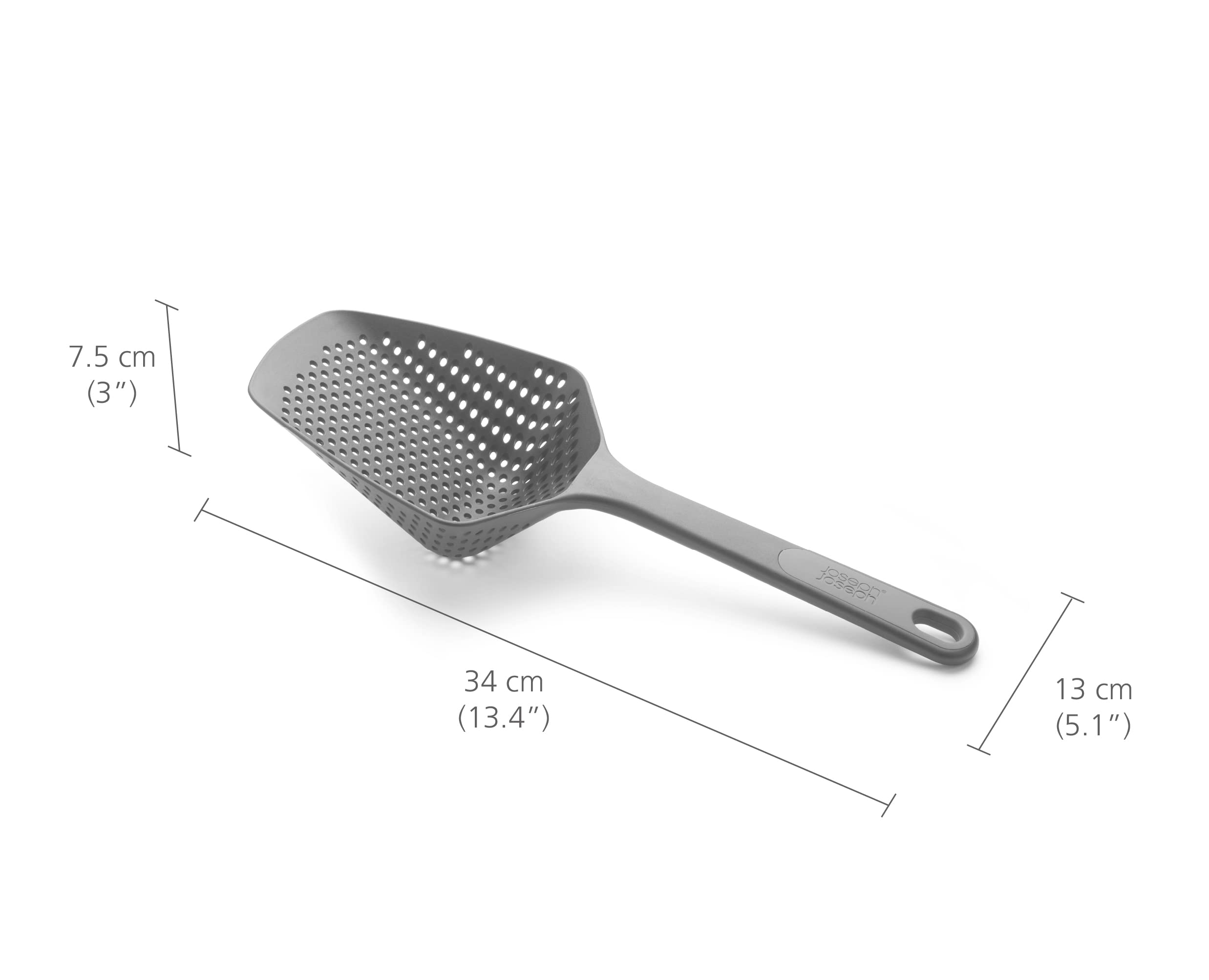 Joseph Joseph Scoop Plus Colander heat-resistance up to 200°C for cooking.