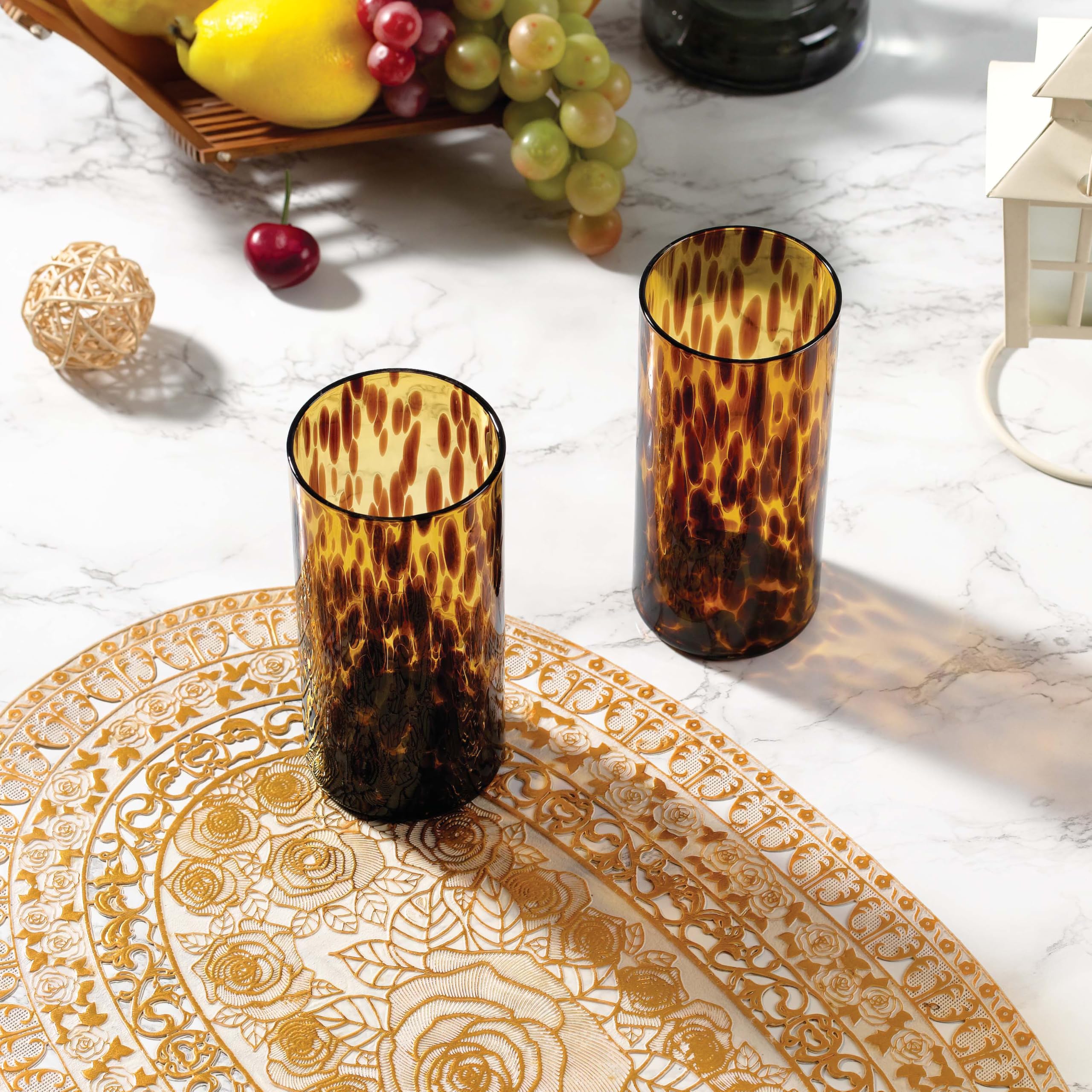 Joseph Sedgh Collection stackable highball glasses save cabinet space stylishly.