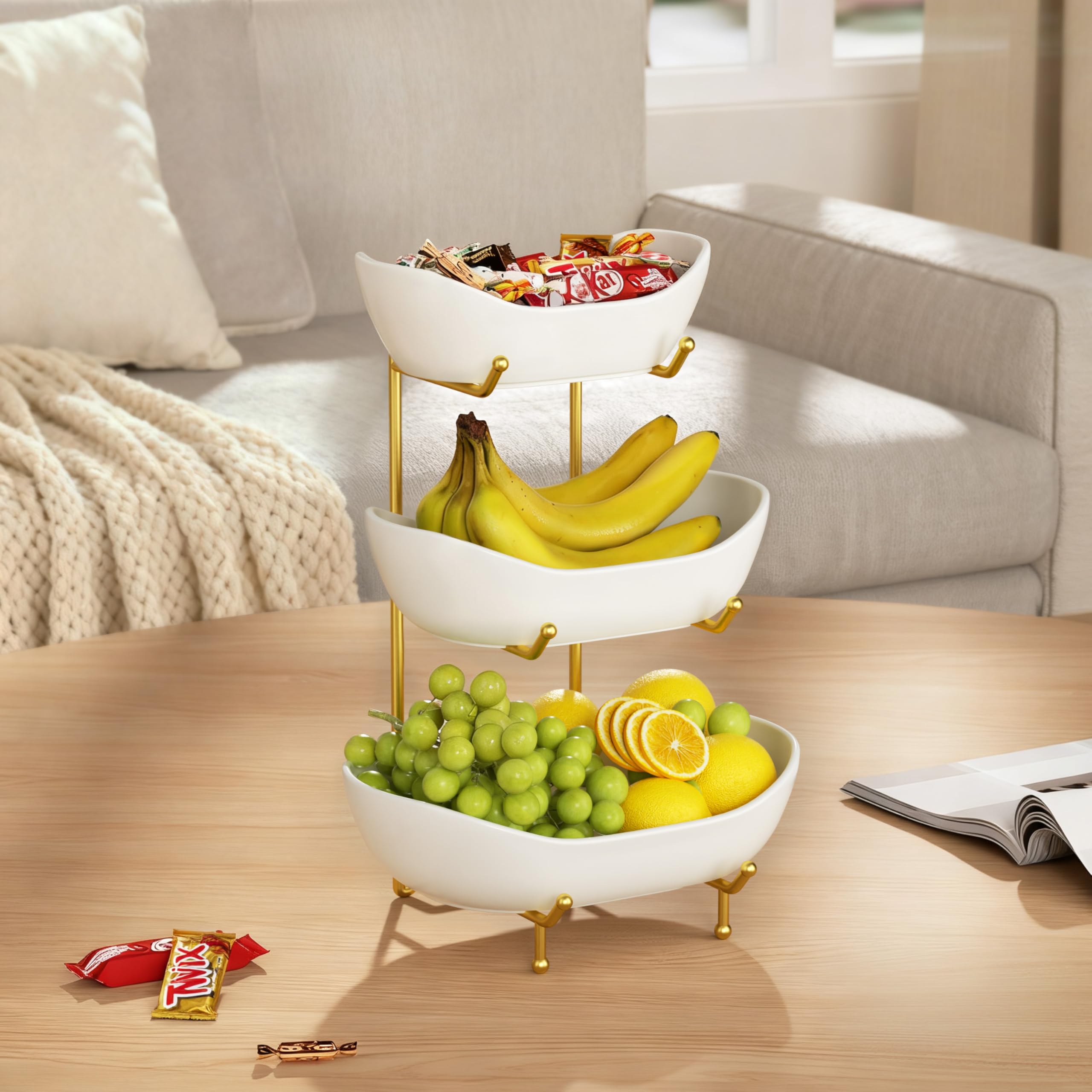 Josmimic dessert and candy storage on a stylish countertop basket.