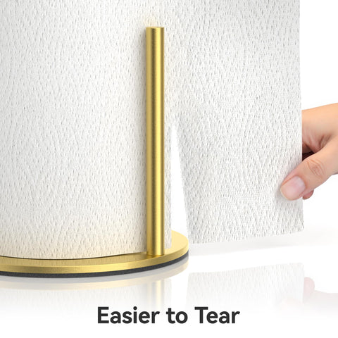 Josmimic paper towel holder side view in gold shows a sleek silhouette and easy access.