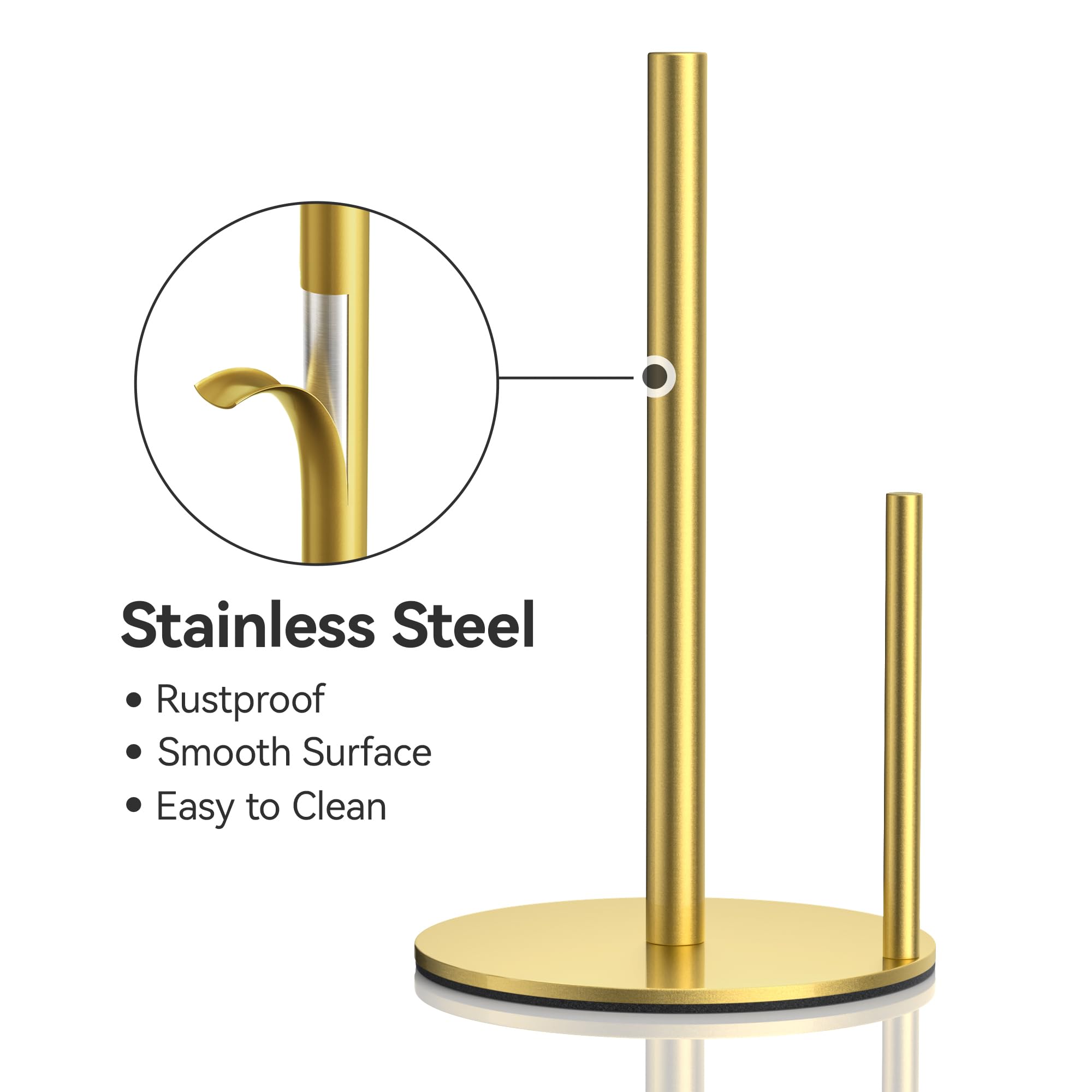 Josmimic paper towel holder vertical rod detail highlights durable construction and smooth rotation.