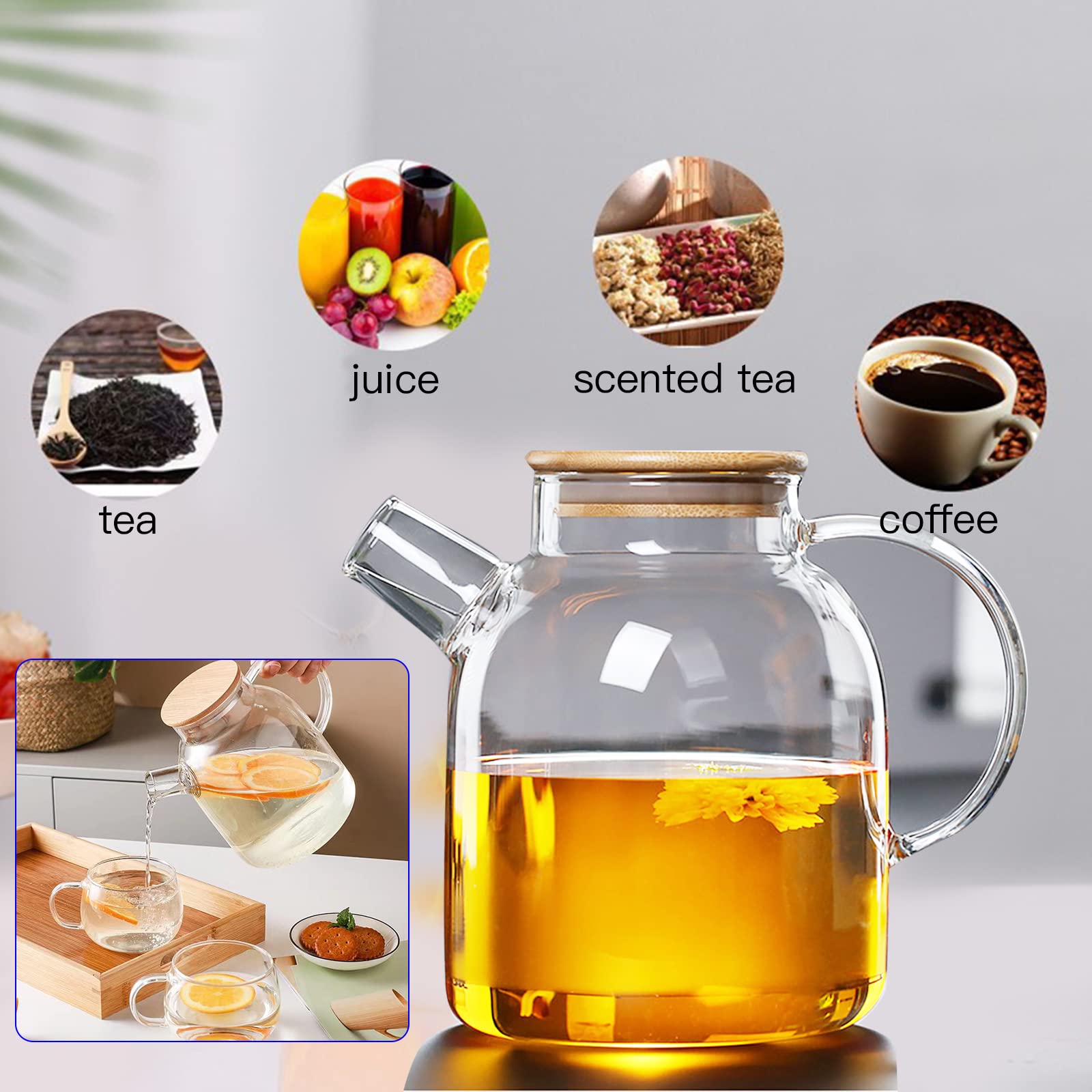 JOUALY glass teapot for fruit tea and fragrant blends