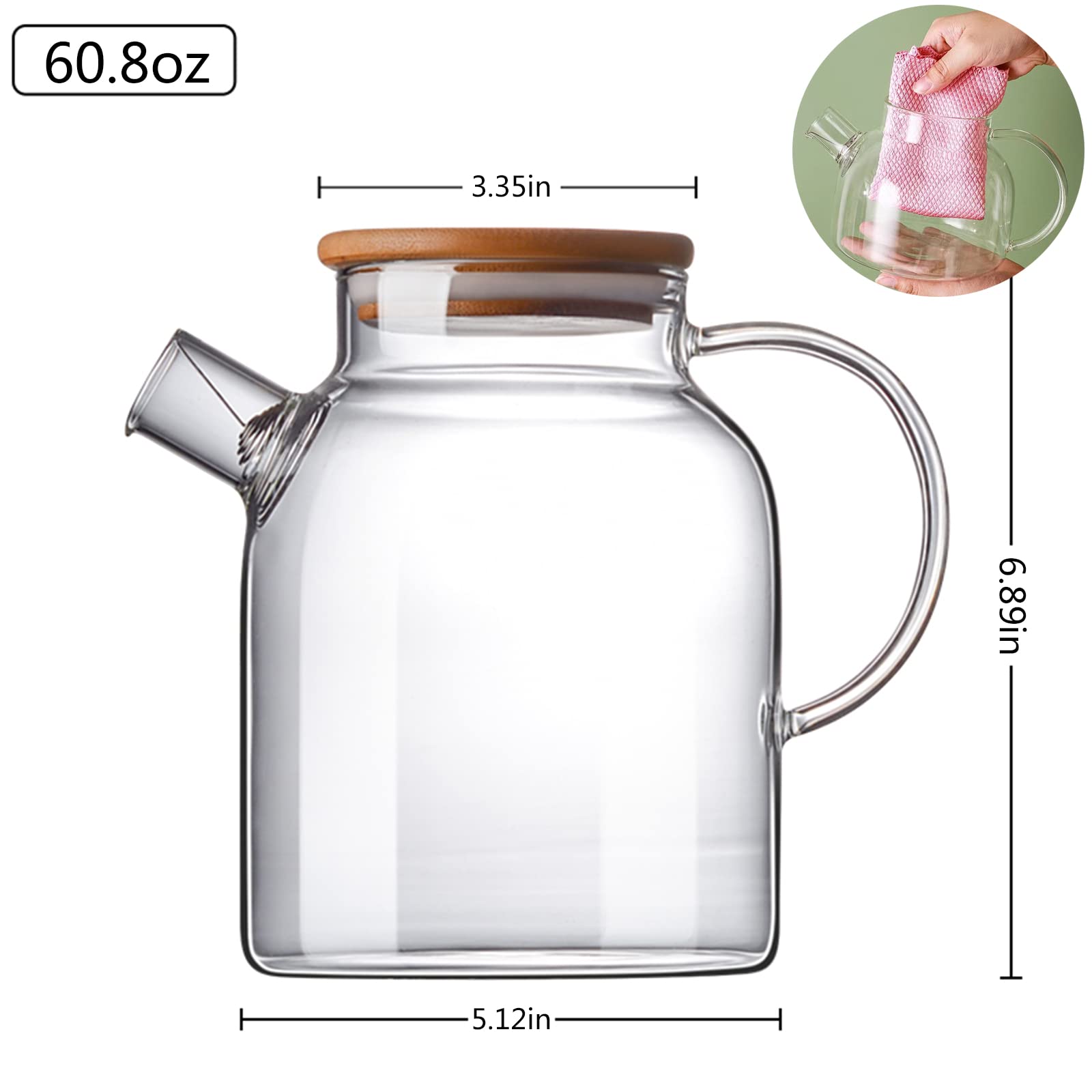 JOUALY teapot ergonomic handle and bamboo lid in a sleek setup