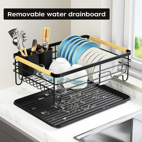 jouzevic dish rack features a removable drainboard for easy cleaning and drying flexibility.