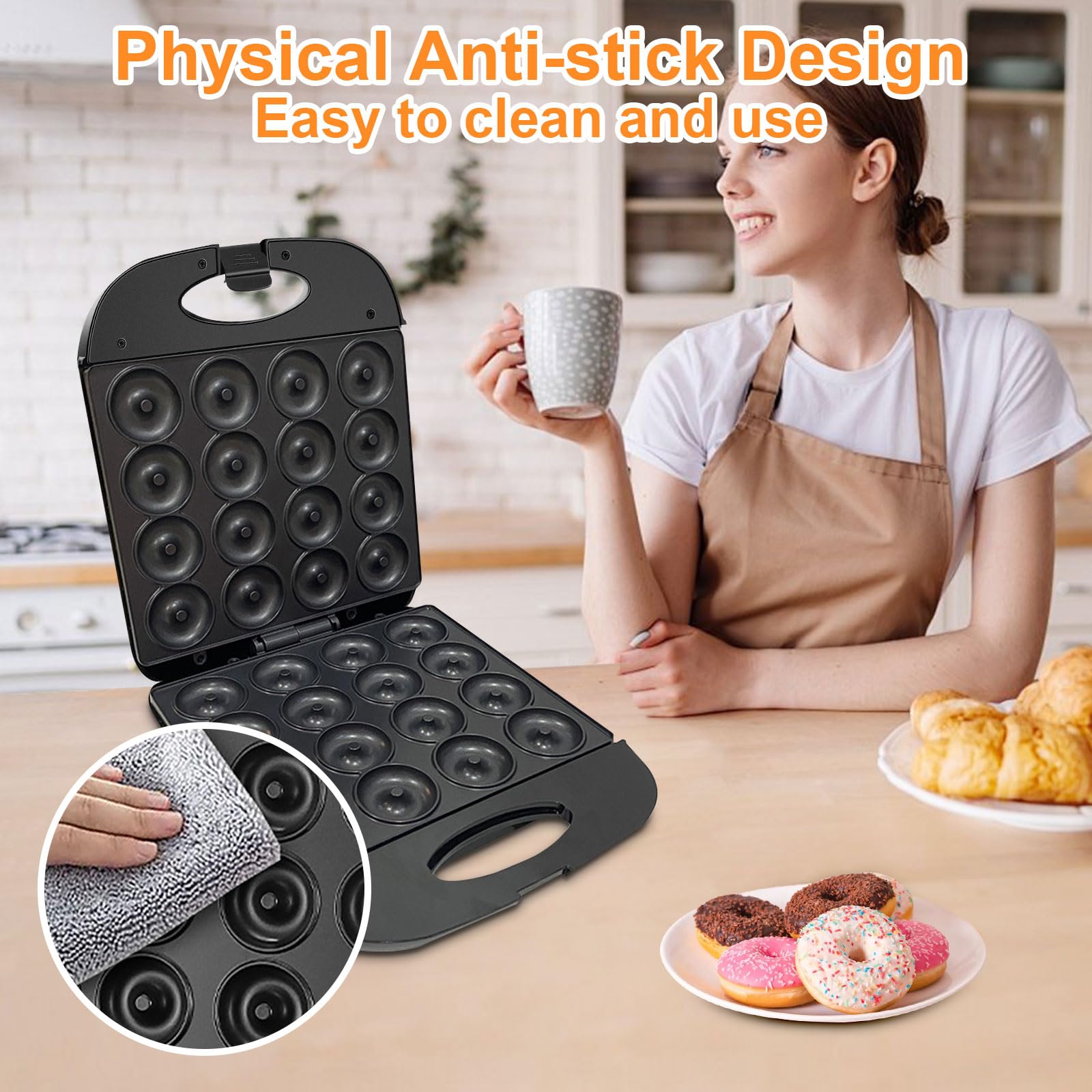JOVELL compact donut maker fits on small countertops for everyday use.