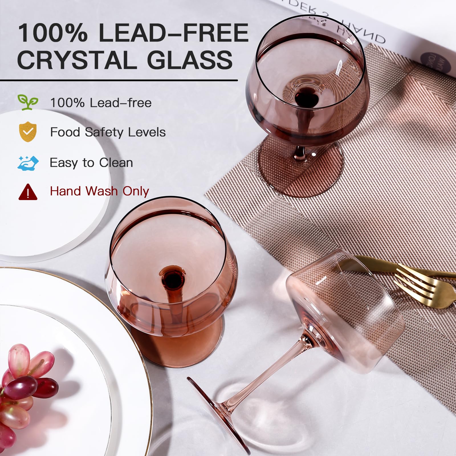 JOVGANK lead-free crystal glasses offering light, clear sparkle.