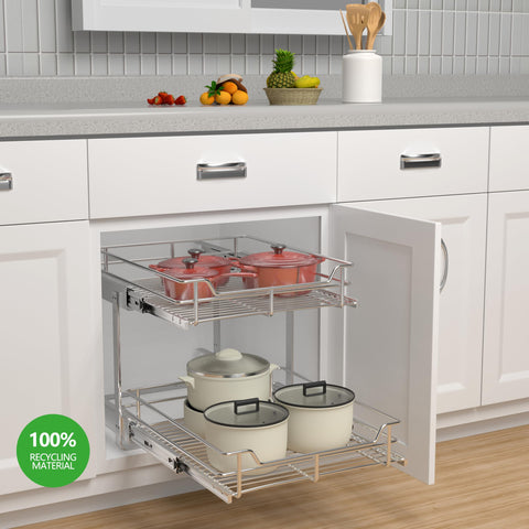 JOWBOOW under-cabinet organizer stores pots and lids efficiently