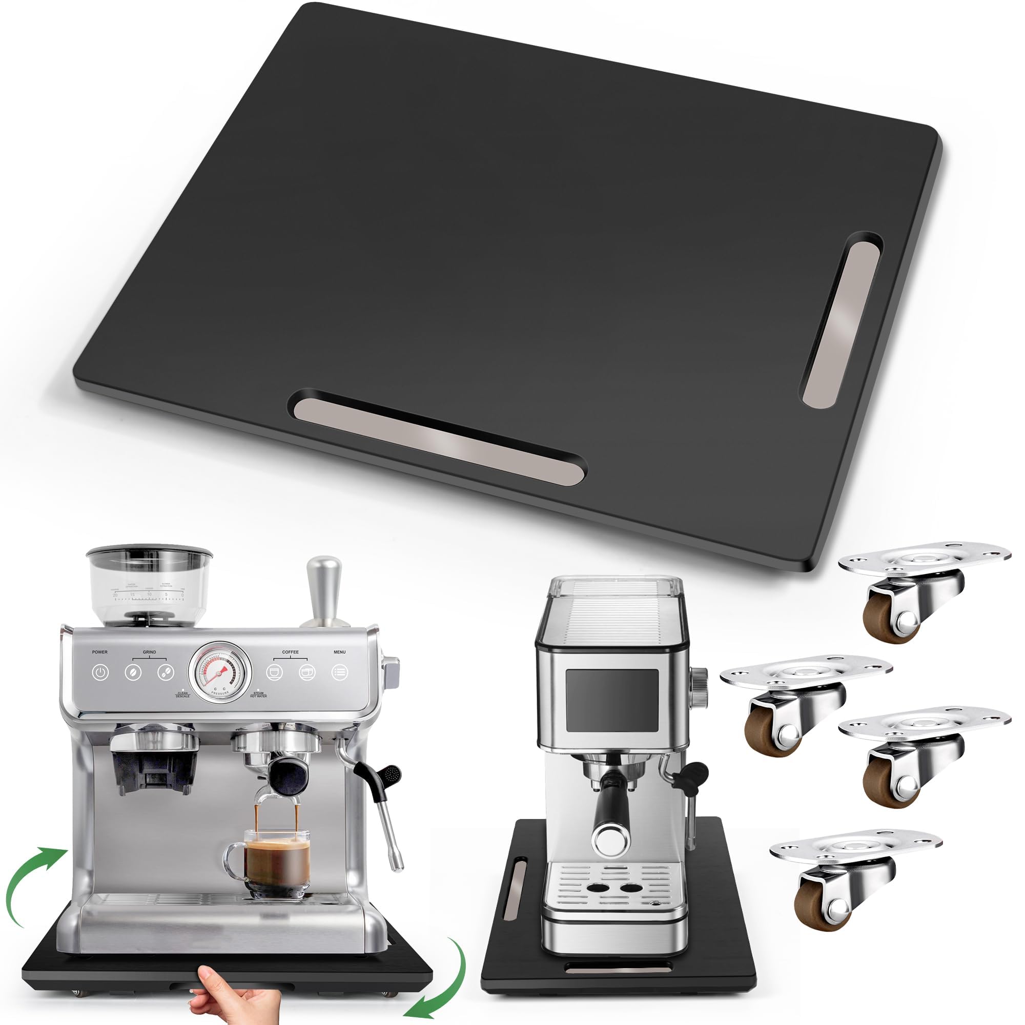 Joy&Grace appliance slider with 360° rollers for smooth placement on any counter.