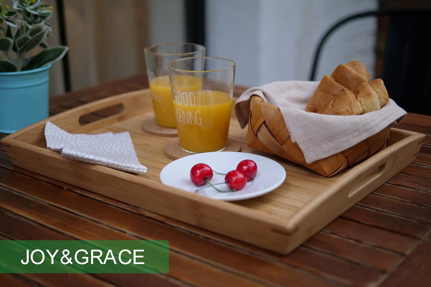 Joy&Grace bamboo tray used as chic charcuterie platter