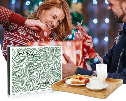 Joy&Grace bamboo tray with wide handles for secure carrying