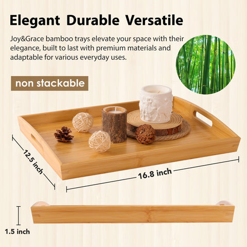Joy&Grace bamboo serving tray close-up shows smooth finish and wood grain