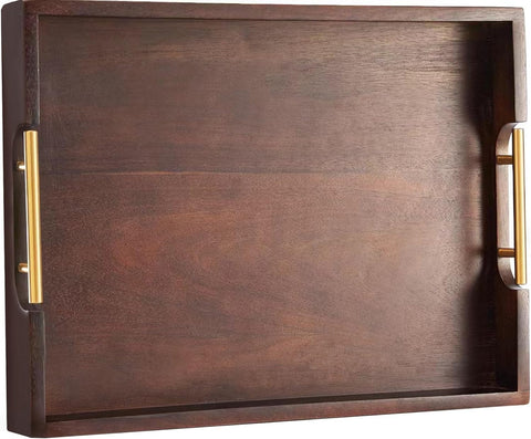 Joy&Grace ottoman tray in acacia wood with natural grain for stylish living room decor