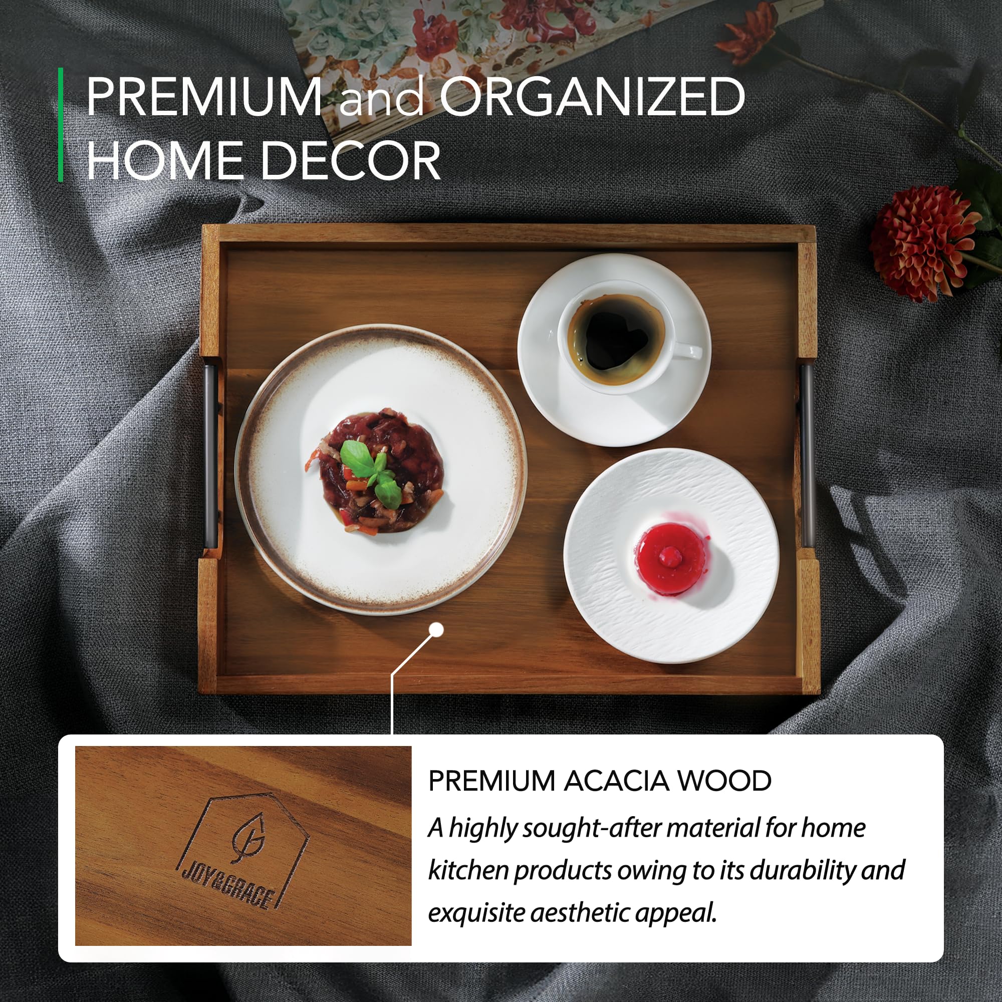 Joy&Grace breakfast-in-bed tray ready for cozy morning meals.