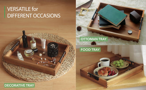 Joy&Grace tray on coffee table enhances decor with functional surface.
