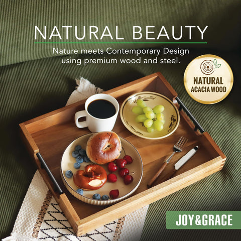 Joy&Grace tray with handles, easy to carry from sofa to table.