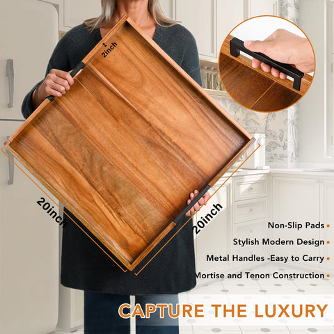 Joy&Grace ottoman tray with handles for easy transport of snacks and drinks