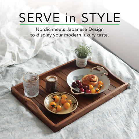 Joy&Grace ottoman tray placed on a living room surface for display and service