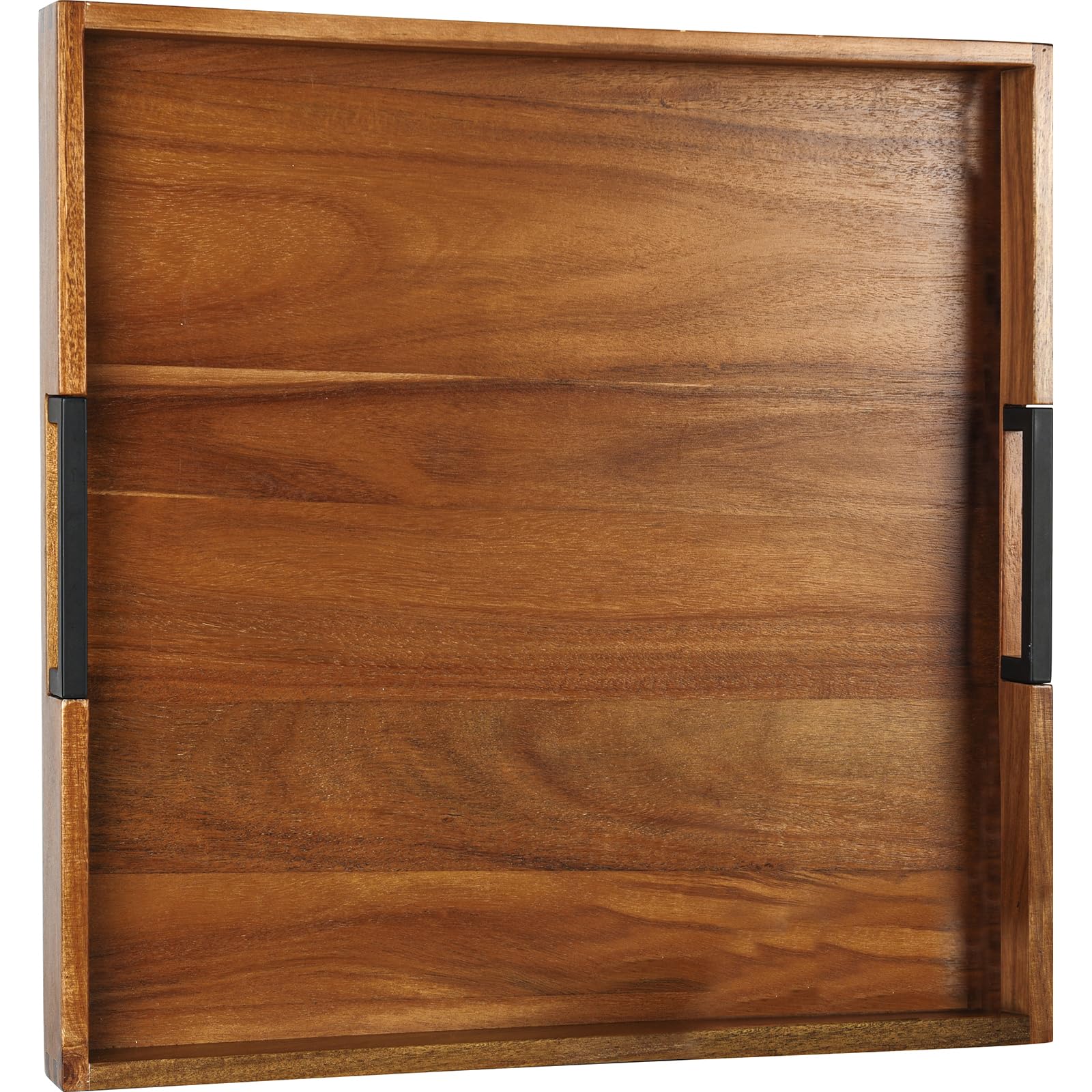 Joy&Grace ottoman tray top view shows durable acacia surface for daily serving