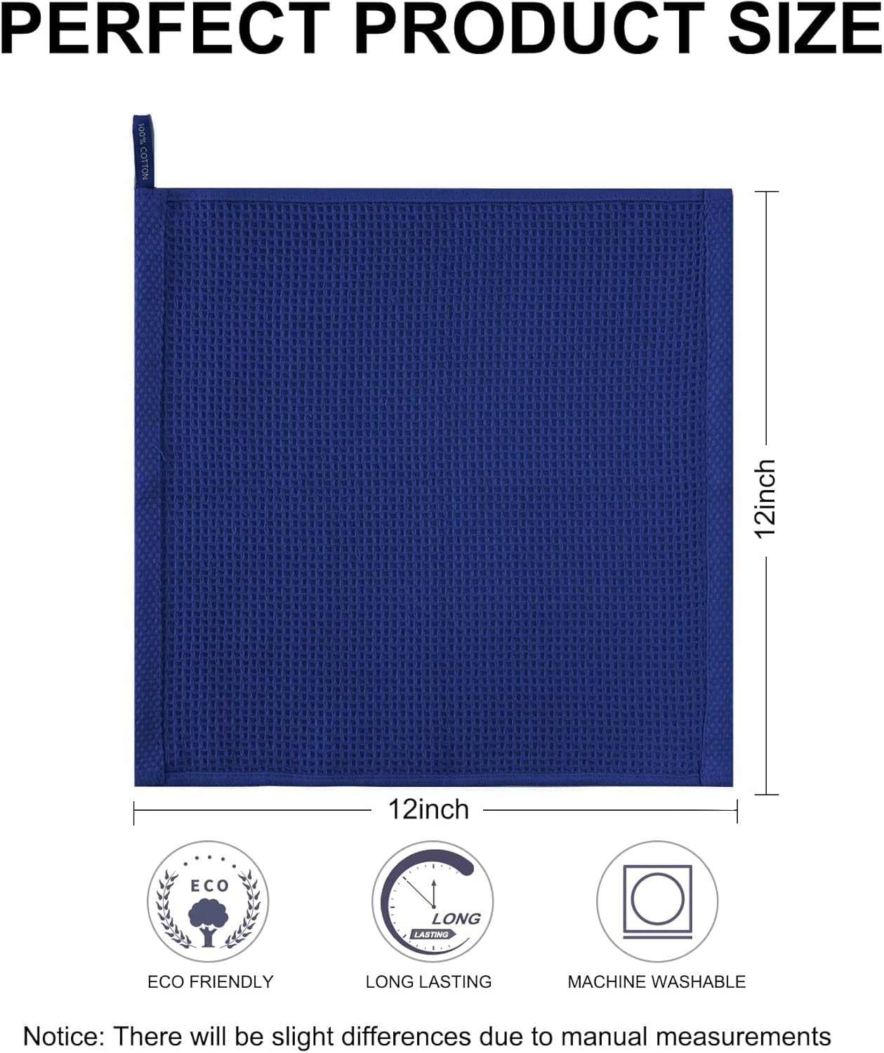 Joybest 12x12 inch cotton dish cloth laid flat for easy tableware cleaning.