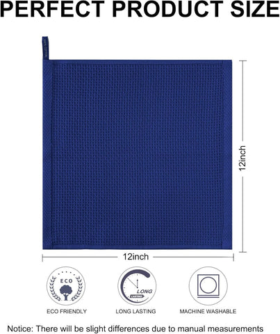 Joybest 12x12 inch cotton dish cloth laid flat for easy tableware cleaning.