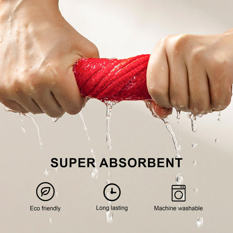 Joybest dish cloths shown with easy-care guidelines for machine washing