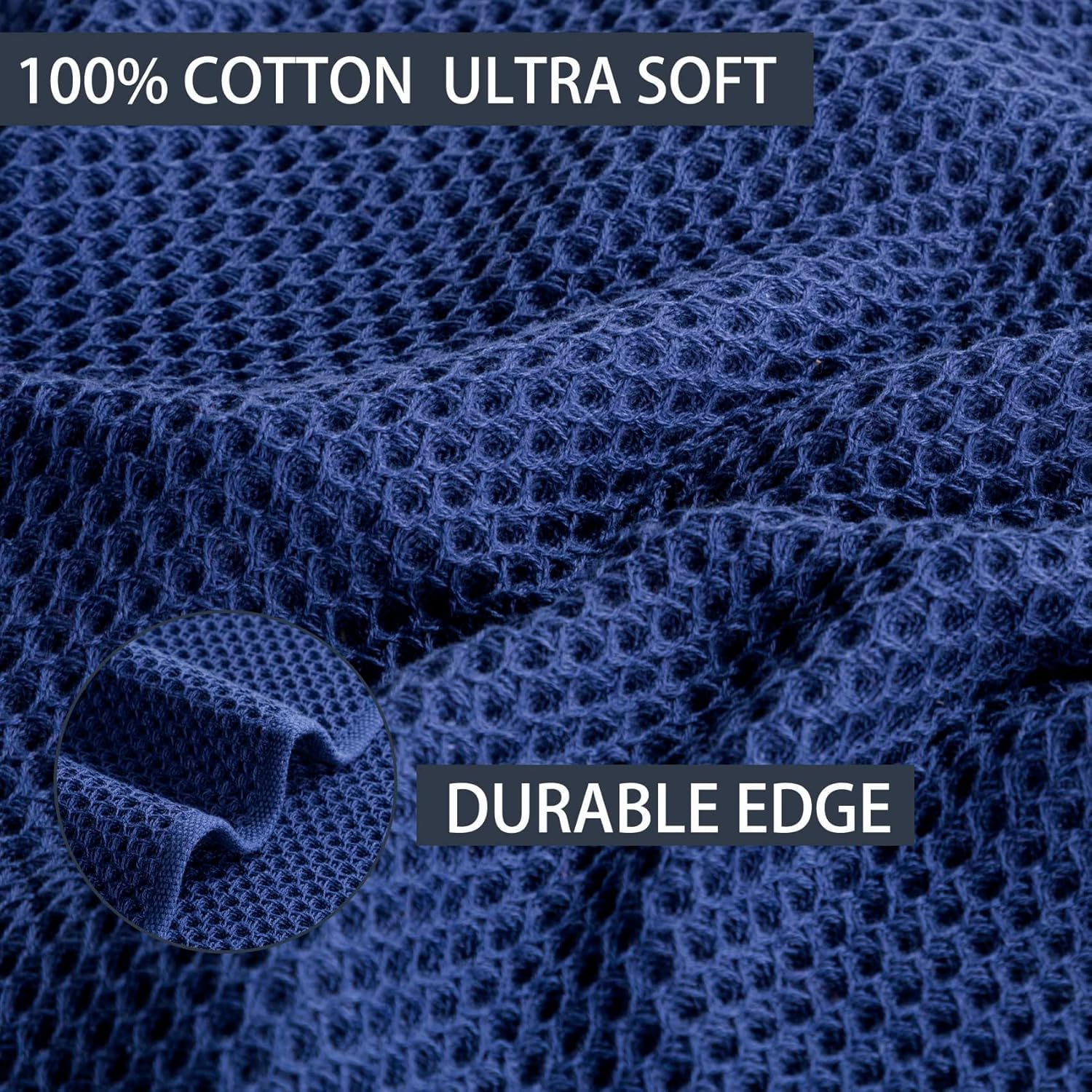 Joybest waffle weave texture close-up showing quick-drying performance for busy kitchens.