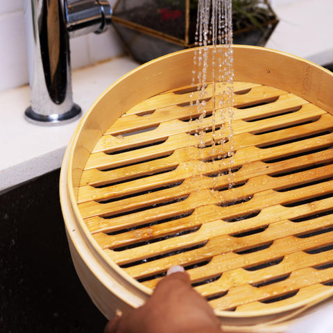 Joyce Chen 2-Tier Bamboo Steamer 10-Inch, cleanup-ready after steaming with minimal effort.