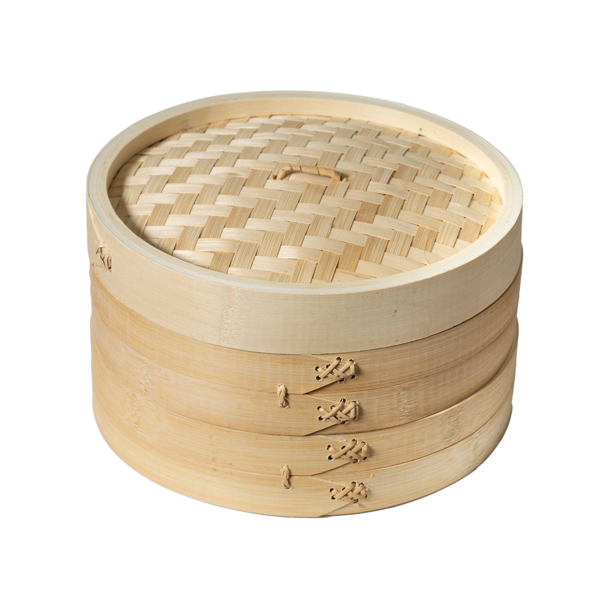 Joyce Chen 2-Tier Bamboo Steamer 10-Inch top view, ideal for restaurant-style dumplings at home.