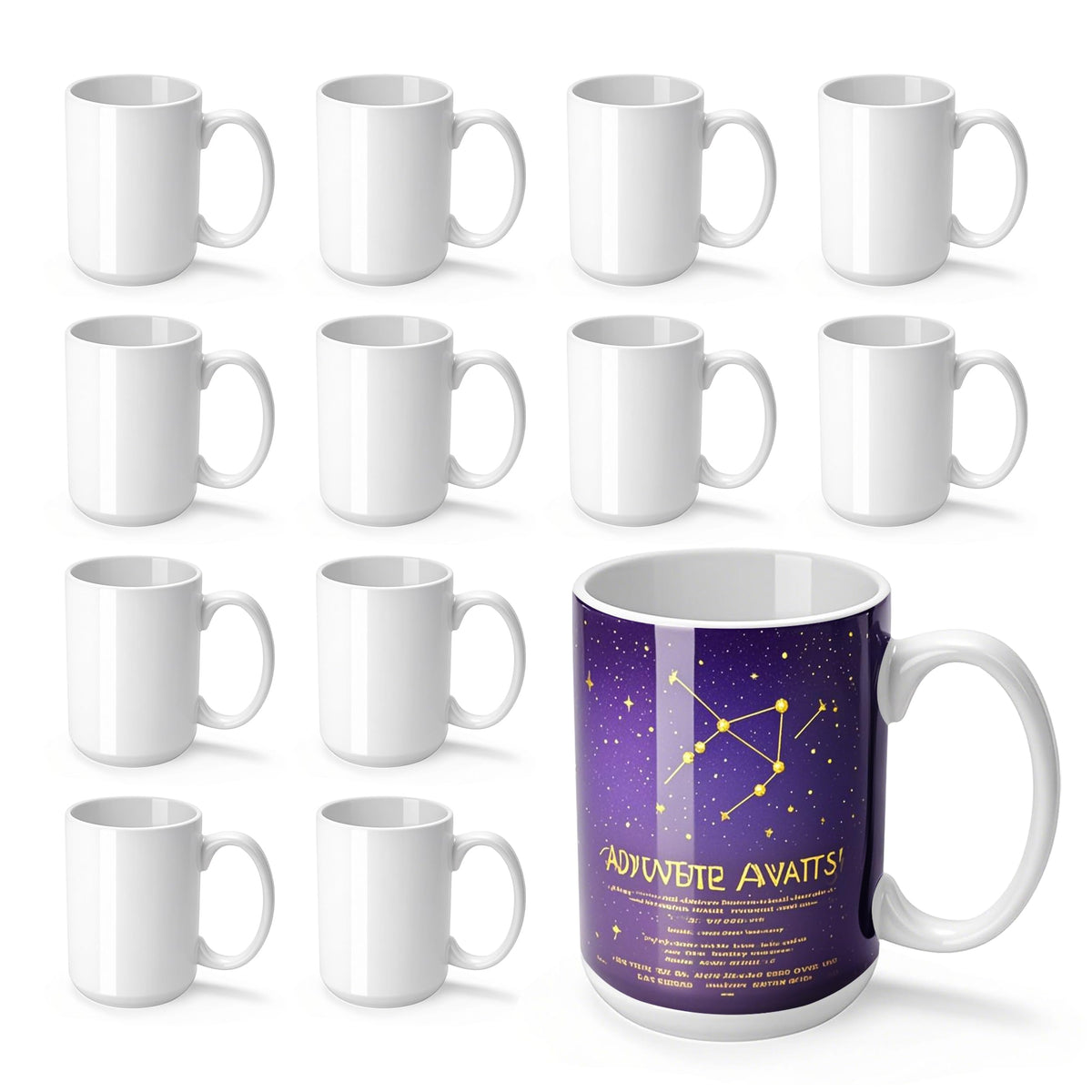 Joyclub 15 oz sublimation mug front view with bright coating for vivid transfers.