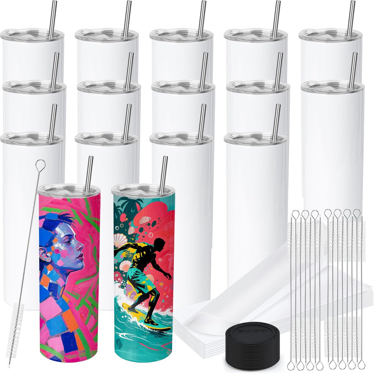 Joyclub 16-pack sublimation tumbler blanks 20 oz ready for personalized designs