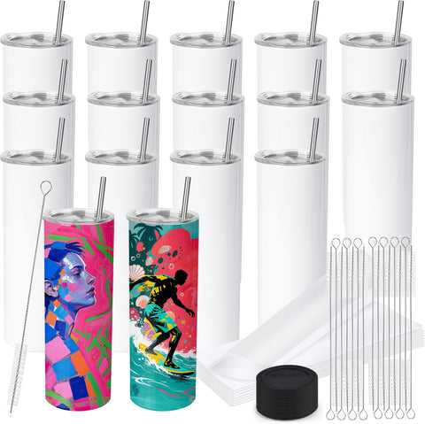 Joyclub 16-pack sublimation tumbler blanks 20 oz ready for personalized designs