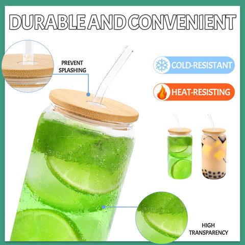 Joyclub 16oz can-shaped coffee glasses showcase vibrant beverages