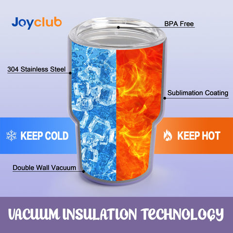 Joyclub 304 stainless steel double-wall design keeps drinks at temperature longer.