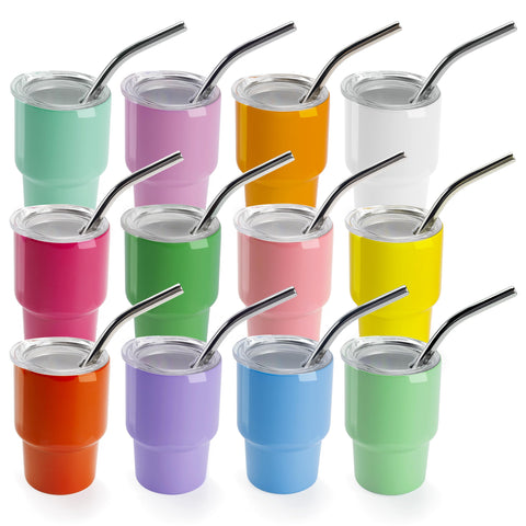 Joyclub 3 oz mini tumbler with straw and lid, portable for parties and travel.