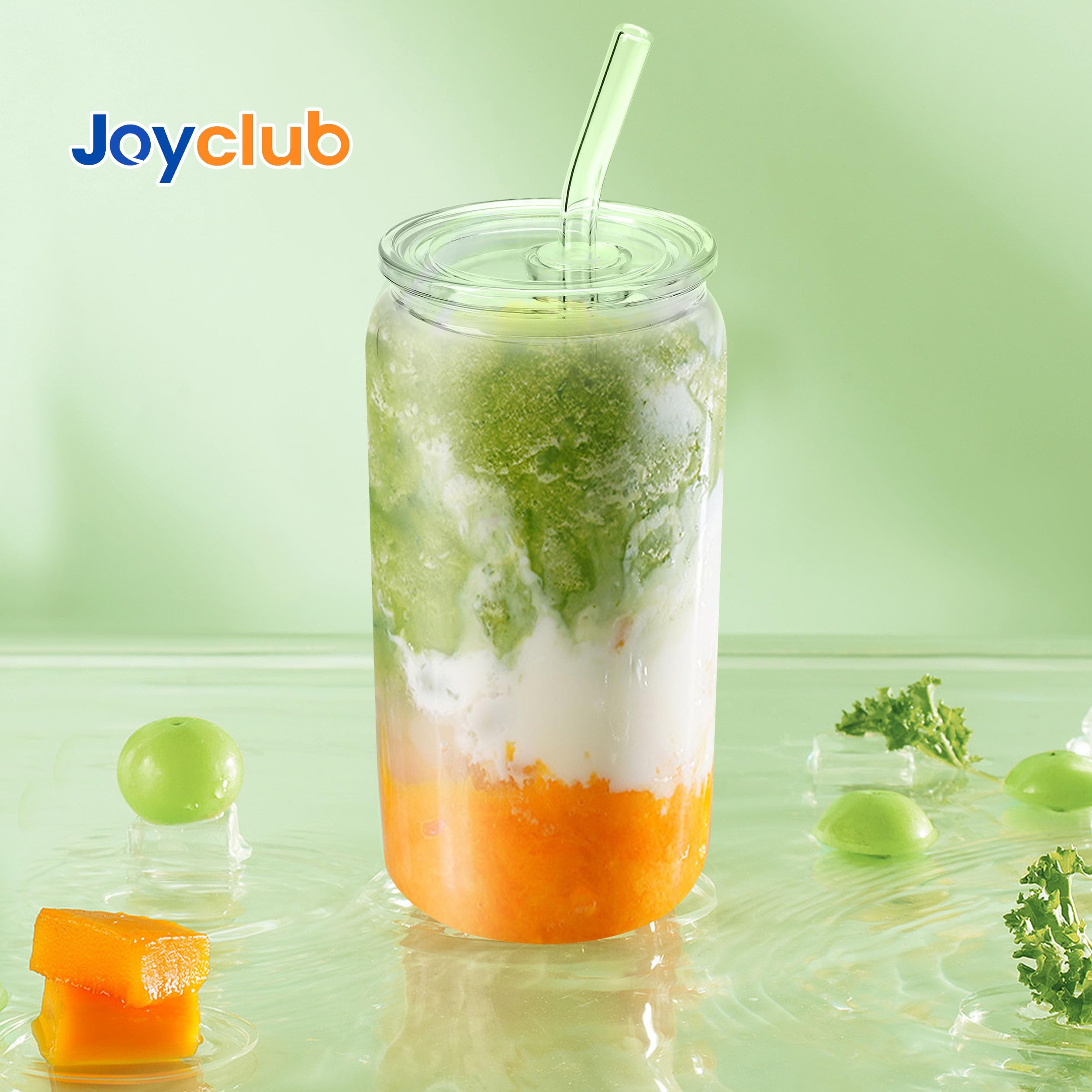 Joyclub clear glass cups showcase drink colors, enhancing any iced beverage.