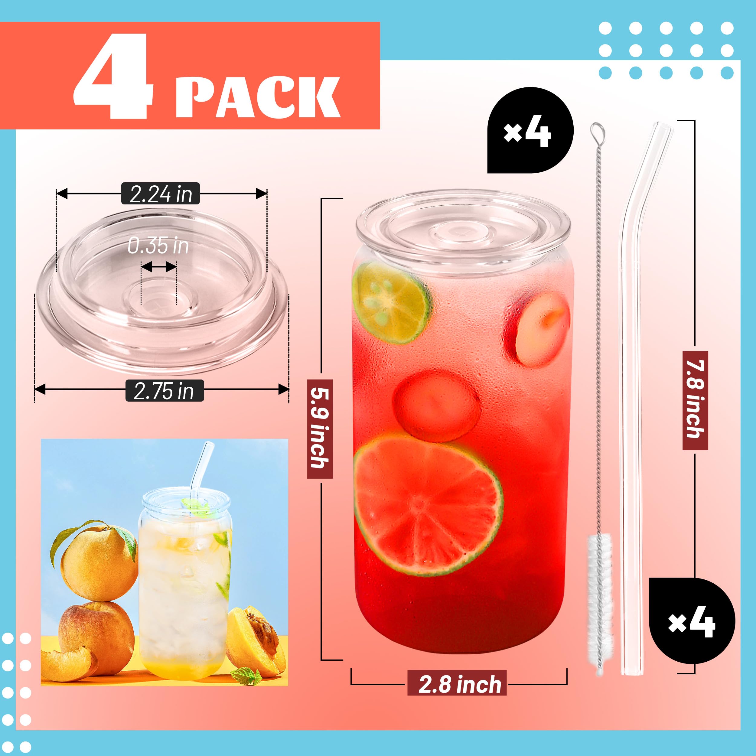Joyclub colorful acrylic lids add vibrant style to glass cups while protecting drinks.