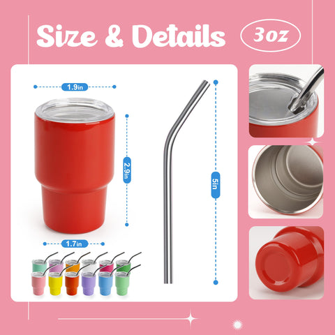 Joyclub colorful sublimation shot tumblers with unique patterns for events.