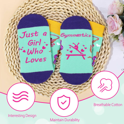 JoycuFF gymnastics socks breathable cotton with sporty graphics for training