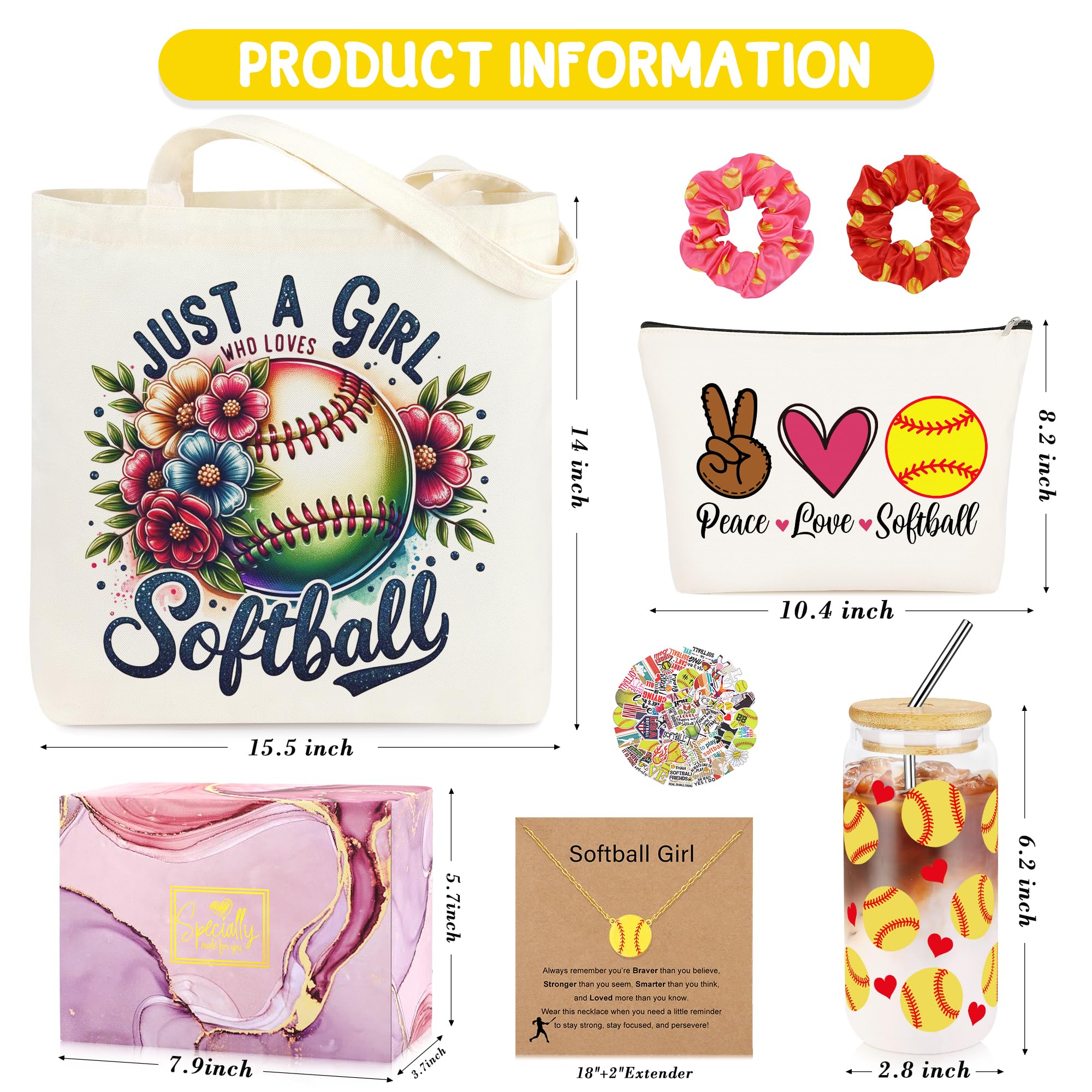 JoycuFF canvas tote bag featuring a softball theme for gym gear and snacks.