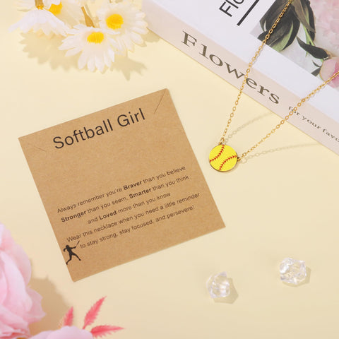 JoycuFF delicate softball necklace with adjustable chain for everyday wear.
