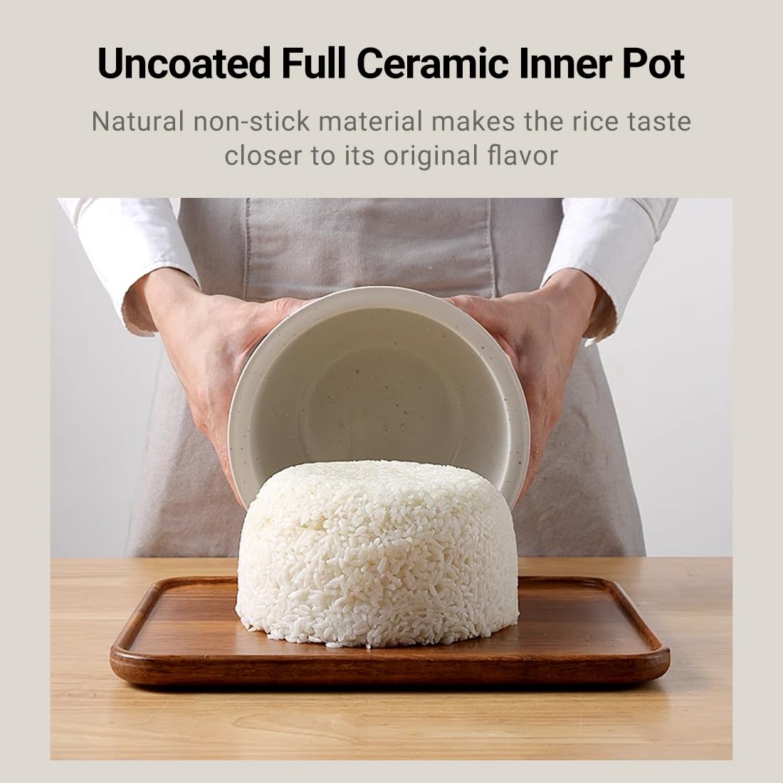 Joydeem FD20S-W control panel with presets for white rice, congee, soup, brown rice.