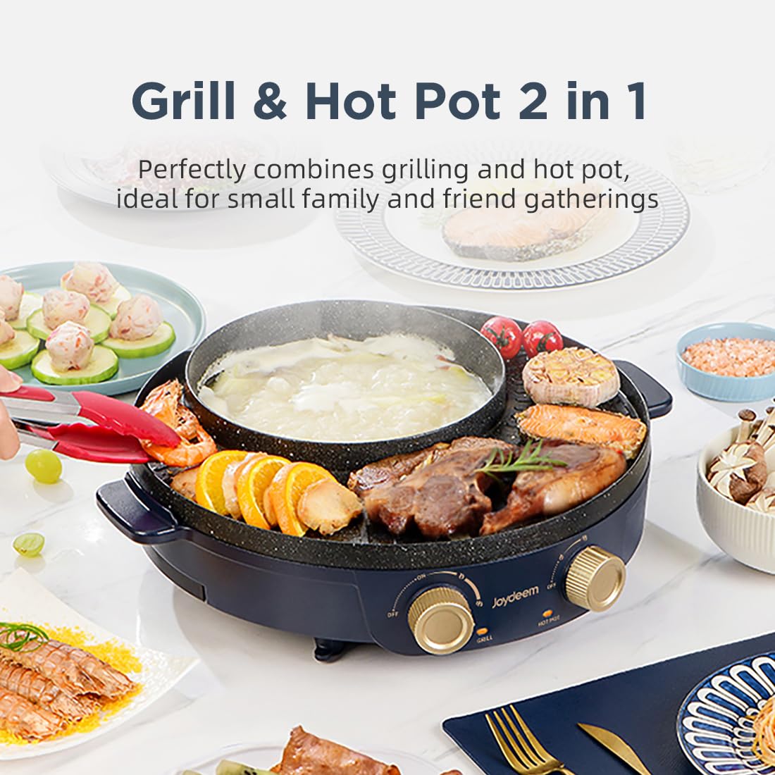 Joydeem dual-control knobs enable precise cooking for grill and hot pot