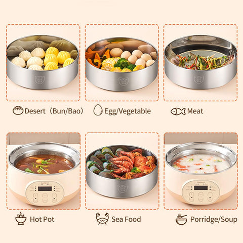 Joydeem steamer features 24h delay start and keep-warm function.