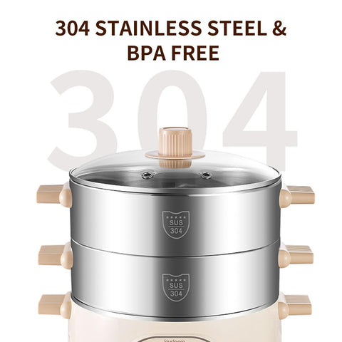 Joydeem steamer lid view with steam rack for easy monitoring.