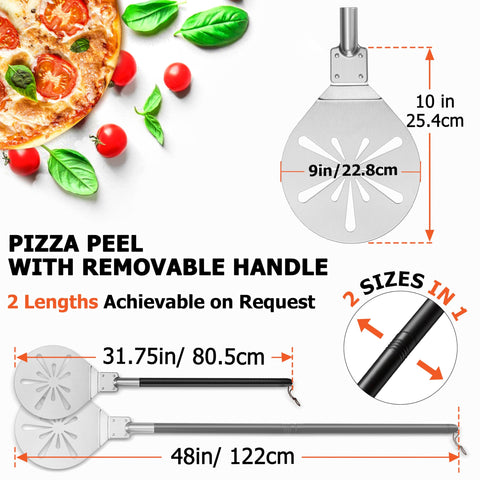 Joyfair pizza turner with detachable handle for safer oven operation.