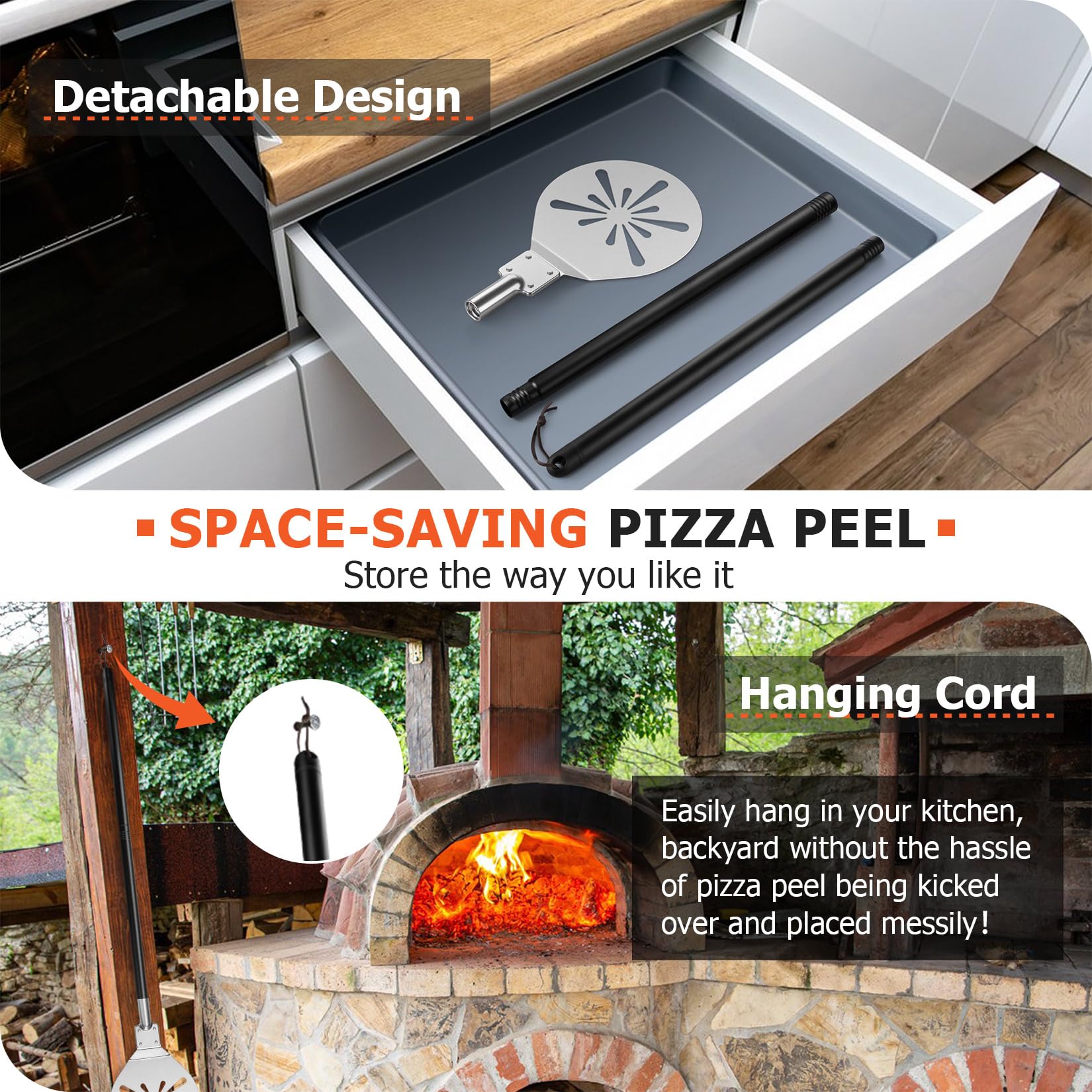 Four rivets and folded corners provide balanced, sturdy pizza handling.