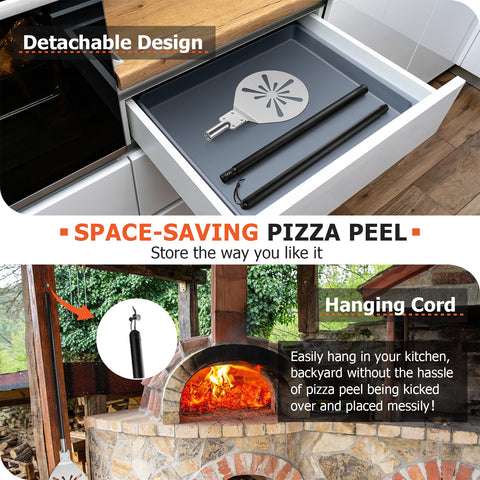 Four rivets and folded corners provide balanced, sturdy pizza handling.