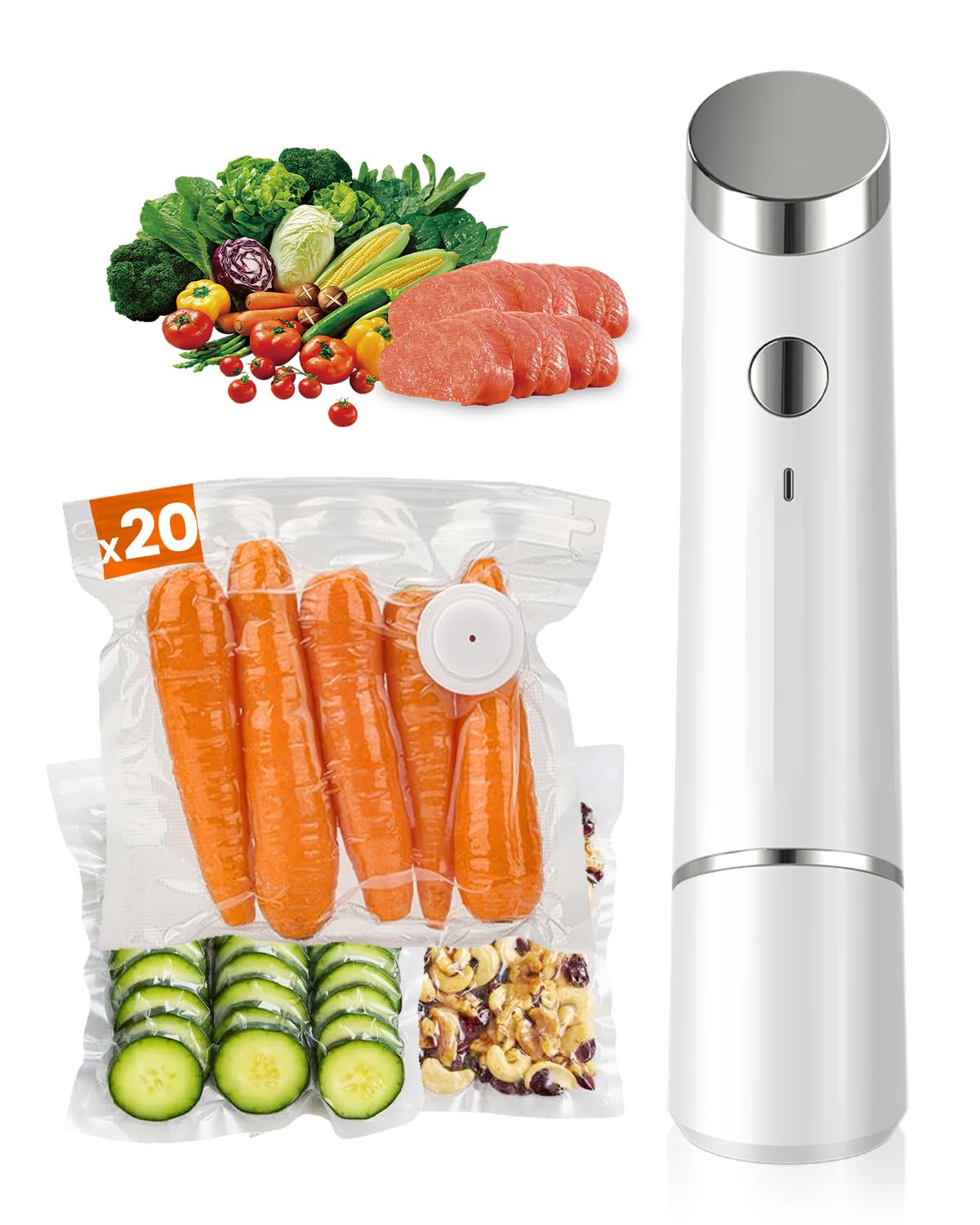 Joyful Xinghai portable vacuum sealer in front view, compact cordless design for easy storage